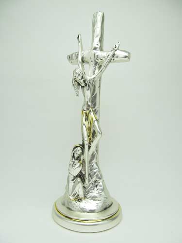 画像1: 十字架上のイエスと聖母マリア（銀メッキ加工）