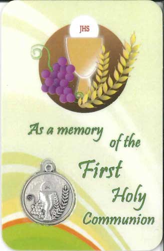 画像1: メダイ付き初聖体カード（As a memory of the First Holy Communion） ※返品不可商品 
