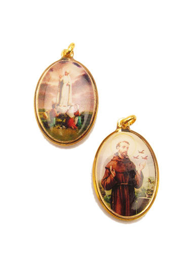 画像1: 楕円 ファティマの聖母とアッシジの聖フランシスコの両面メダイ（大） ※返品不可商品 