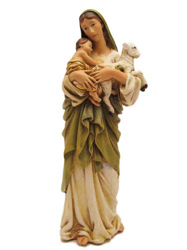 画像1: 聖像 再生木材製聖母子とひつじ像(Mary with Child and sheep）