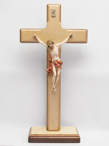 画像1: 木製台付十字架（像付・赤）