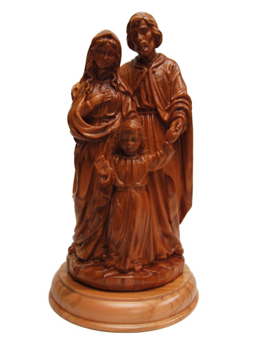 画像1: オリーブ製木彫り像（聖家族）約18cm