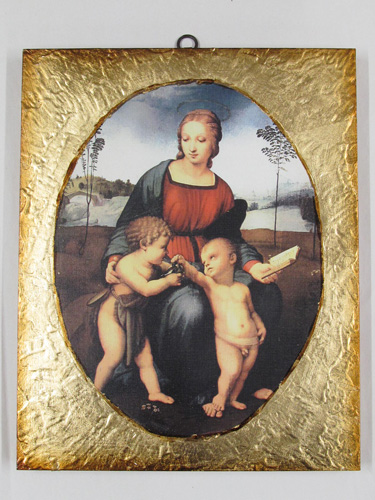 画像1: 金縁スクエア板絵 ひわの聖母（ラファエロ）