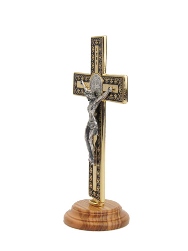 画像2: 台付十字架（聖ベネディクト・金黒 13.5cm） ※返品不可商品 