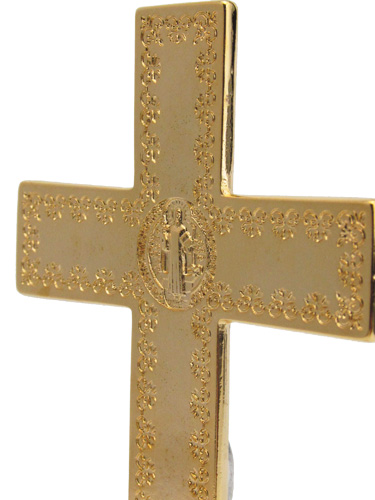 画像4: 台付十字架（聖ベネディクト・金赤 13.5cm） ※返品不可商品 