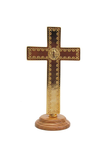画像3: 台付十字架（聖ベネディクト・金赤 13.5cm） ※返品不可商品 
