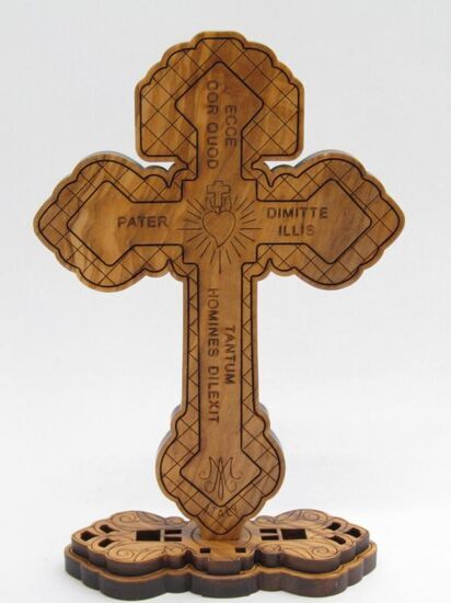 画像3: オリーブ製台付十字架透かし彫り（像付）12.5cm　※返品不可商品