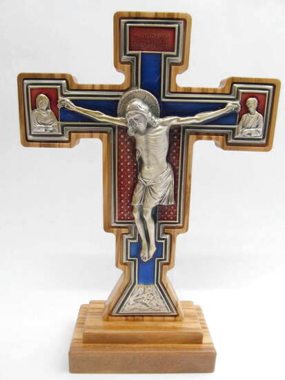 画像1: オリーブ製聖ダミアンの十字架(カラー） 18.5cm　※返品不可商品