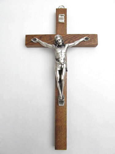 画像1: 木製掛け十字架（金属像付き）※返品不可商品
