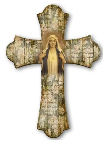 画像1: 壁掛け十字架 み心のマリア ※返品不可商品