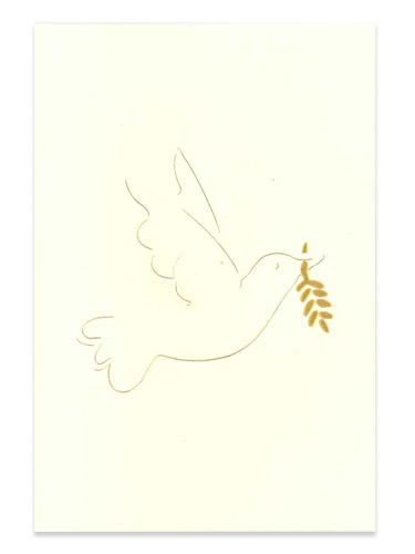 画像1: 二つ折りクリスマスカード  オリーブをくわえた鳩 ※返品不可商品