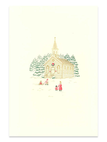 画像1: 二つ折りクリスマスカード 教会 ※返品不可商品