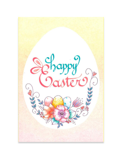 画像1: カリグラフィーデザイン イースターカード 封筒付き（ホワイト）※返品不可商品