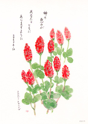 画像1: 花と祈りポストカード　ストロベリキャンドル（5枚組）
